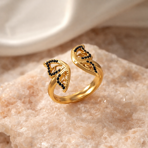 18K Gold Plated Filigree Butterfly Ring