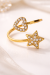 Celestial "Love & Light" Bypass Ring – Sparkling Crystal Heart