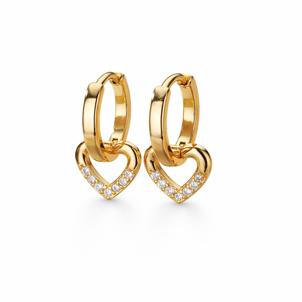 Heart Drop Hoop Earrings