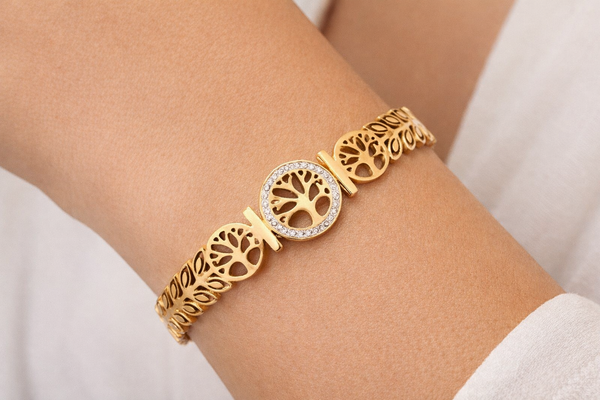 Gold Plated Stainless Steel Bracelet for Women & Girls