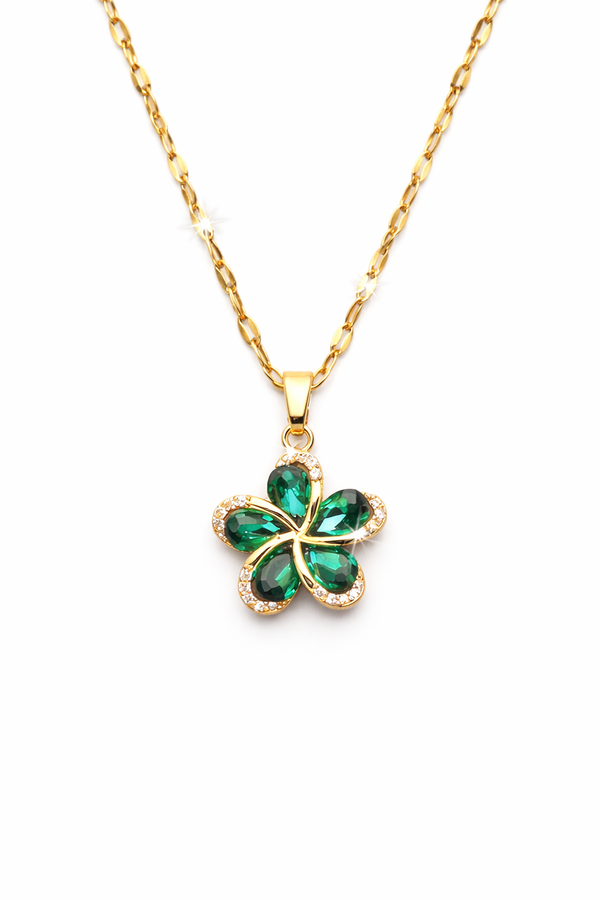 Green Crystal Floral Necklace