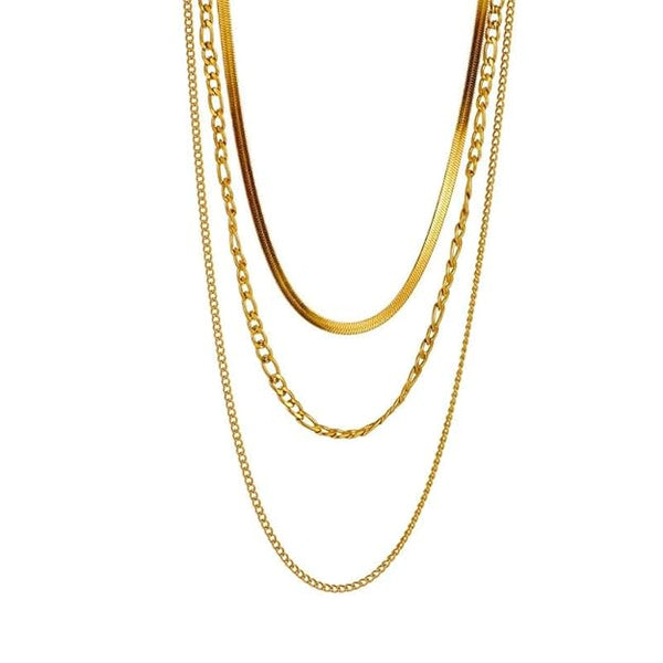 3-Piece Layered Gold Chain Necklace