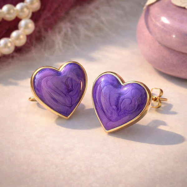 Purple Heart Stud Earrings