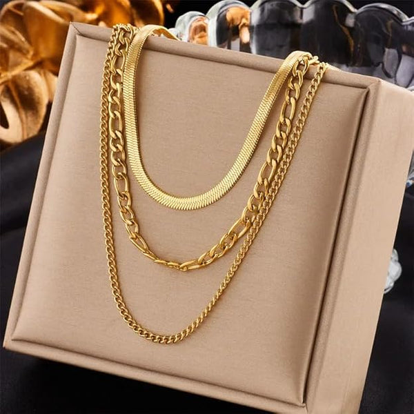 3-Piece Layered Gold Chain Necklace