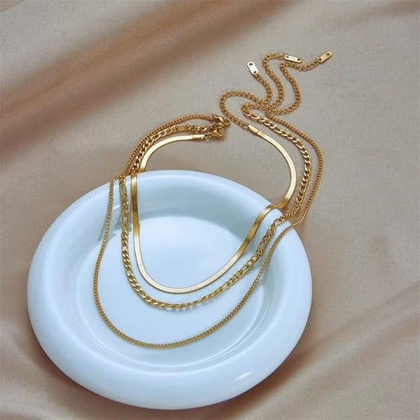 3-Piece Layered Gold Chain Necklace