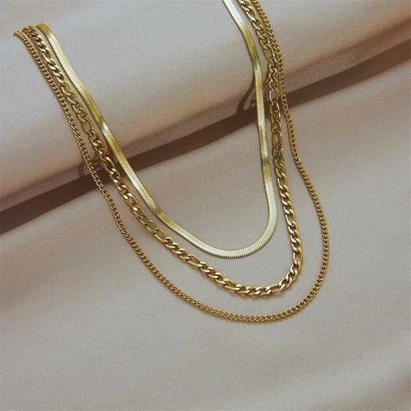 3-Piece Layered Gold Chain Necklace