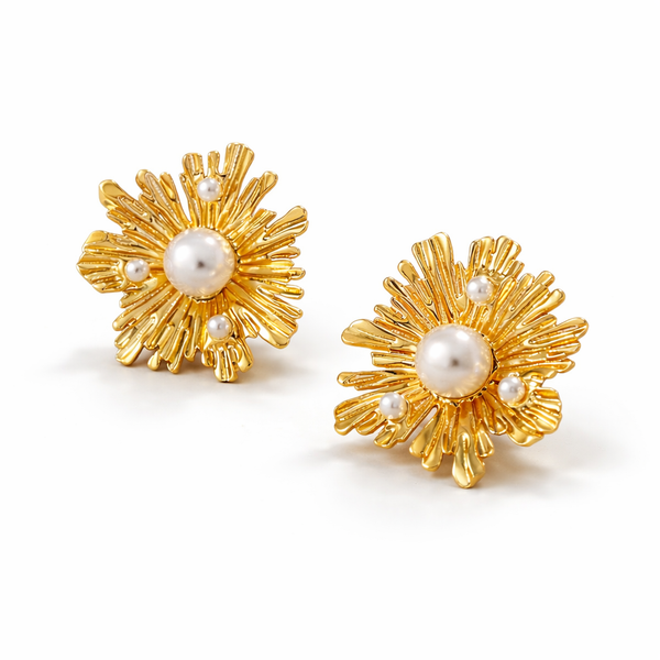 Sunburst Pearl Statement Earrings