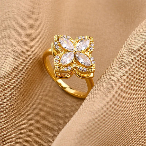 Floral Crystal Statement Ring