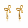 Silk-Loop Bow Stud Earrings in 18K Gold Finish