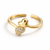 18K Gold Plated Double Heart Adjustable Ring – Sparkling Pavé & Polished Gold Toi et Moi Ring