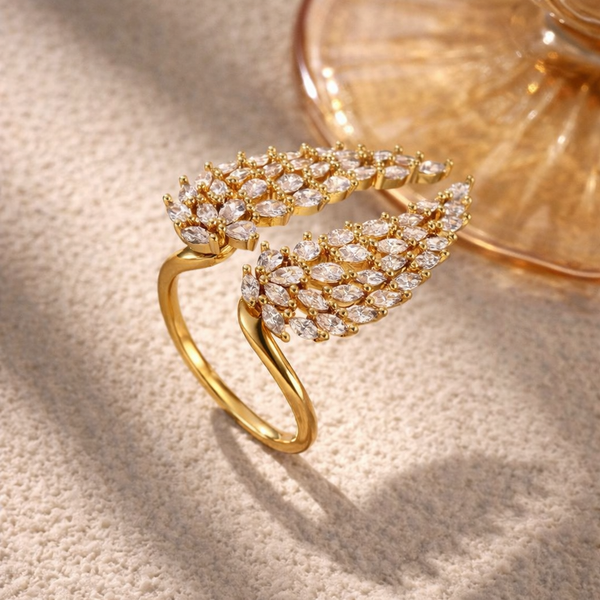Crystal Angel Wing Ring