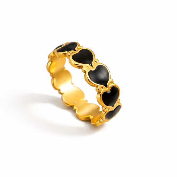 Black Enamel Heart Eternity Ring