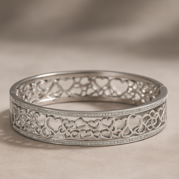 Designer Heart Bangle Bracelet