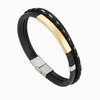 Men's Black Braided Leather Gold Bracelet
