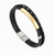 Men's Black Braided Leather Gold Bracelet
