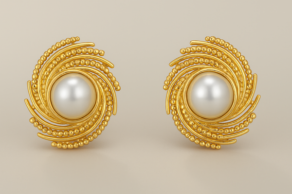 Pearl Swirl Stud Earrings