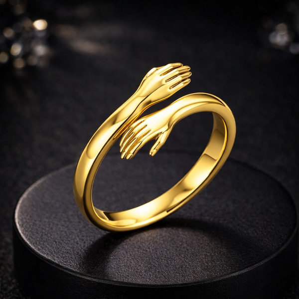 "Always With You" Golden Hug Ring – Adjustable Sentiment Ring