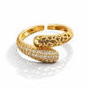 Cutout Pave Crystals Bypass Ring