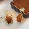 Amber Resin Hammered Drop Earrings