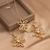 Golden Wildflower Crystal Jewelry Set – Tarnish-Free Stainless Steel Necklace & Dangle Earrings
