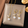 Heart of Pearl Jewelry Set – Baguette Crystal & Pearl Drop Duo