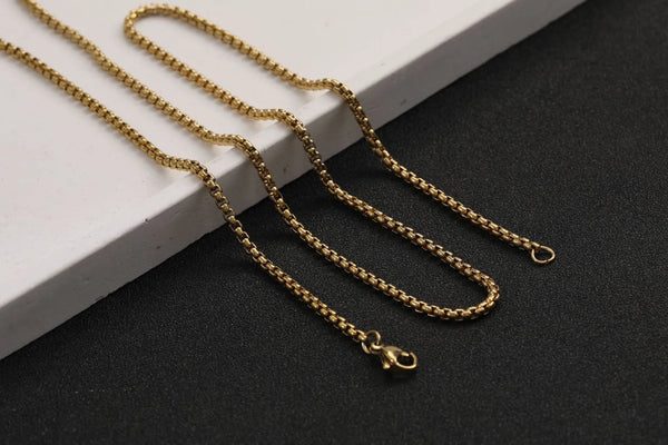 Essentials 18K Gold Plated Stainless Steel Box Chain Necklace – Unisex Minimalist Chain