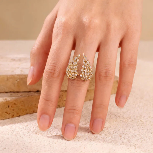 Crystal Angel Wing Ring
