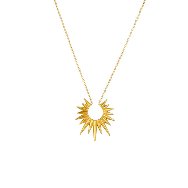 Golden Sunburst Pendant Necklace