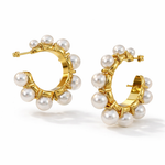 Pearl Studded Hoop Earrings