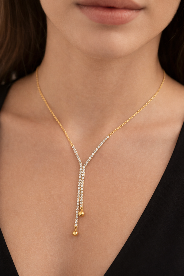 Diamond Studded Y Drop Necklace