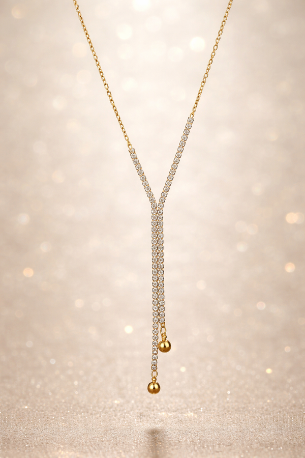 Diamond Studded Y Drop Necklace