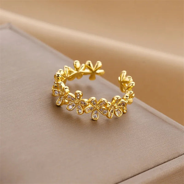Gold Plated Open Flower Ring