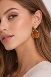 Amber Resin Hammered Drop Earrings