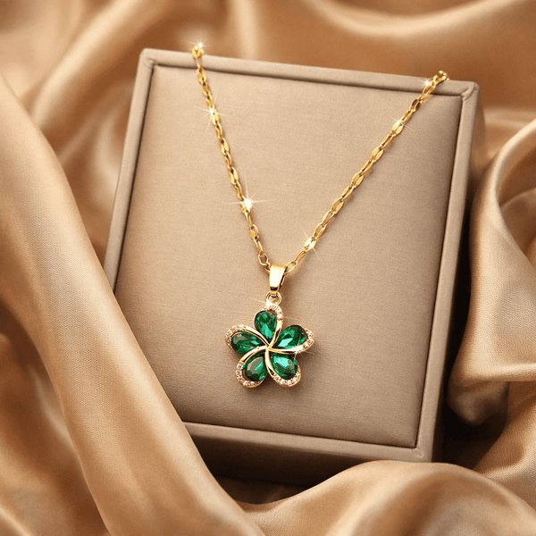 Green Crystal Floral Necklace