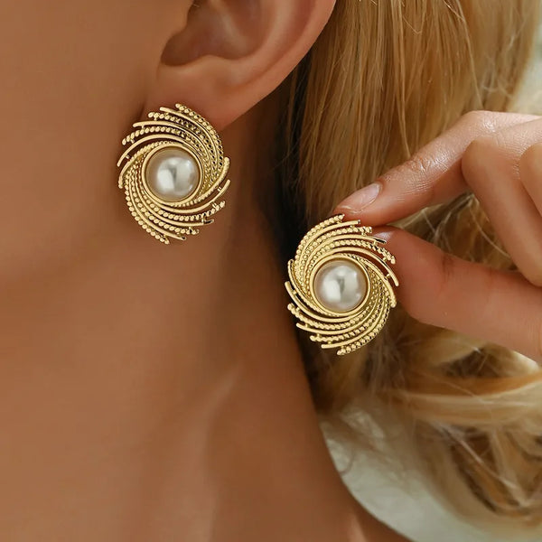 Pearl Swirl Stud Earrings
