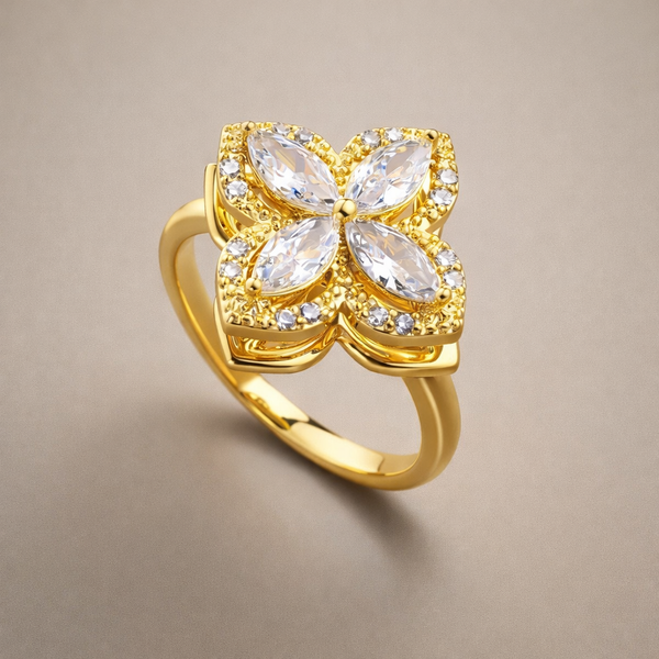 Floral Crystal Statement Ring