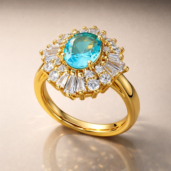 Aqua Blue Gold-Plated Ring