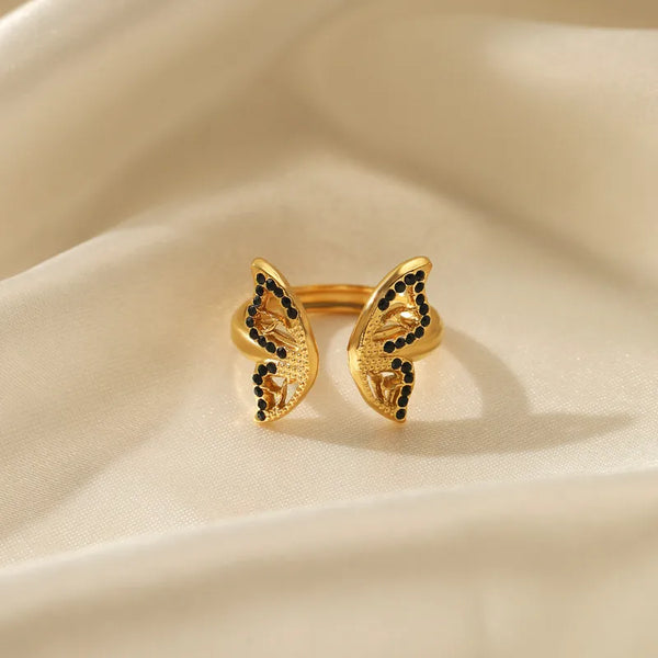 18K Gold Plated Filigree Butterfly Ring