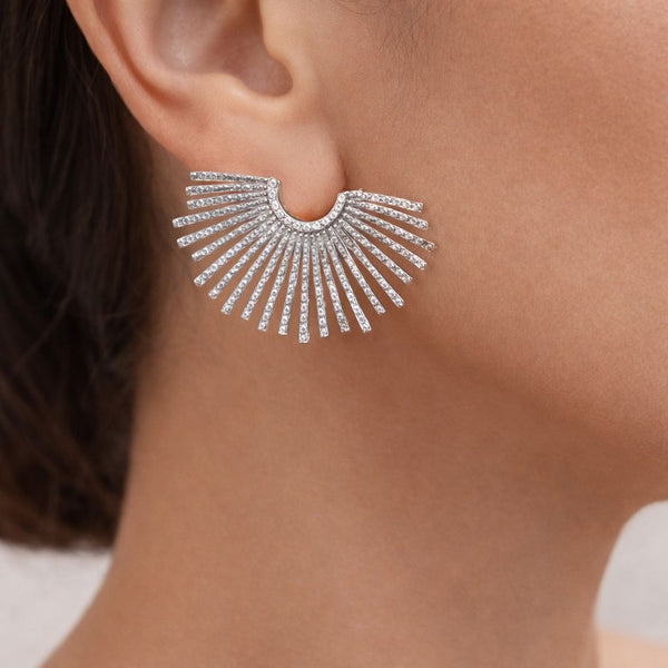 Silver Sunburst Earrings