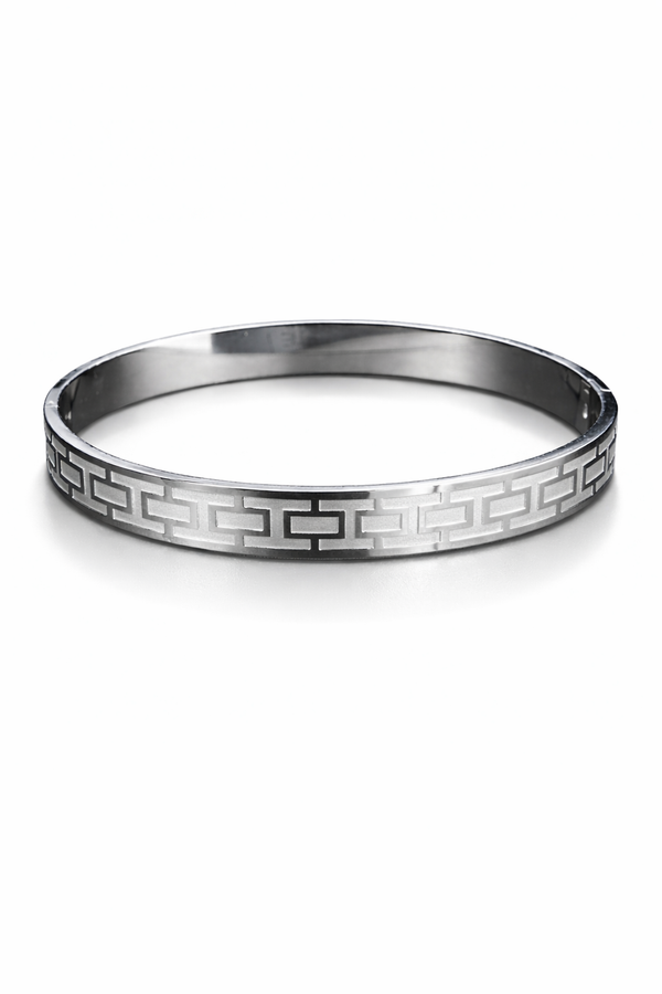 Geometric Link Silver Kada Bracelet for Men