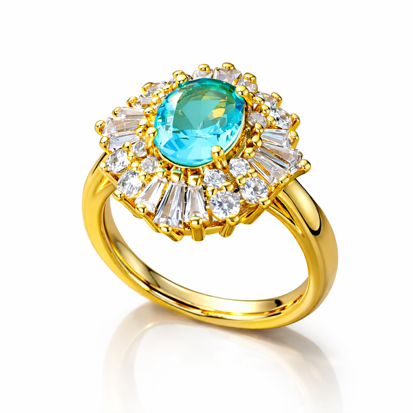Aqua Blue Gold-Plated Ring