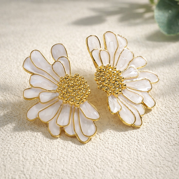 Enamel Daisy Stud Earrings