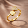 "Eternal Bond" Dual Heart Open Bypass Ring in 18K Gold Finish