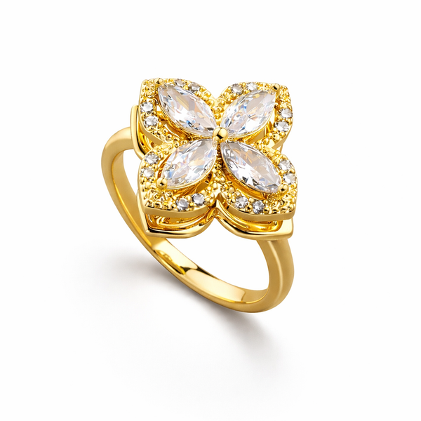 Floral Crystal Statement Ring