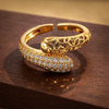 Cutout Pave Crystals Bypass Ring