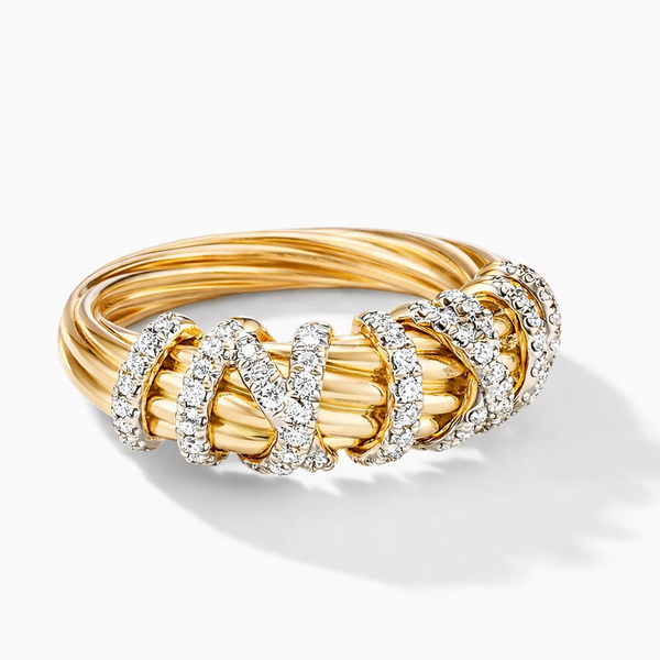 Braided Pavé Ring – 18K Gold Plated Sculptural Ring