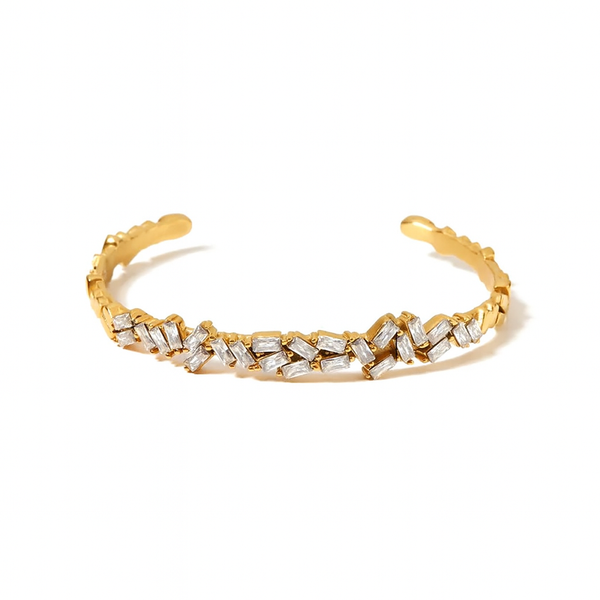 Trendy Minimalist Gold Tone Open Bracelet