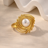 Renaissance Pearl Sunburst Ring – 18K Gold Plated Statement Cocktail Ring
