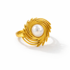 Renaissance Pearl Sunburst Ring – 18K Gold Plated Statement Cocktail Ring