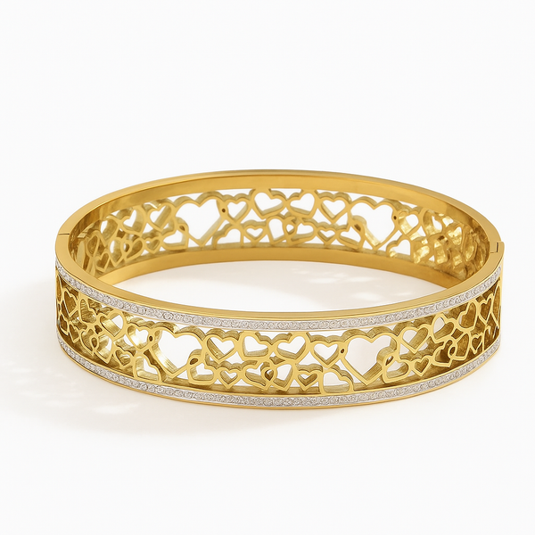 Designer Heart Bangle Bracelet